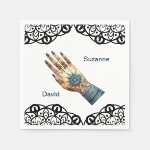  Versierd Mehndi Henna Handontwerp Servet