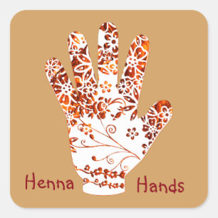  Versierd Mehndi Henna Handontwerp Vierkante Sticker