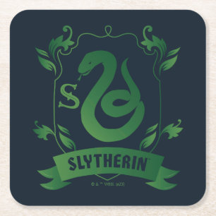 Versierd Wapen van Huis SLYTHERIN™ Vierkante Kartonnen Onderzetter