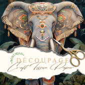 Versierde Boho Olifant Decoupage Tissuepapier