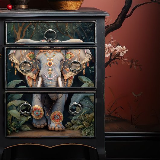 Versierde Boho Olifant Decoupage Tissuepapier
