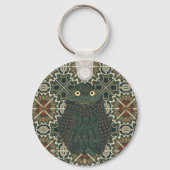 Versierde Burrowing Owl Gouden Bruine Aarde Tonen Sleutelhanger (Achterkant)