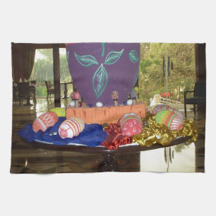 Versierde Easter Egg Art Print Theedoek