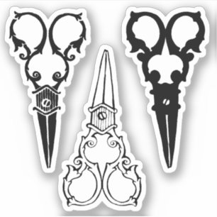 Versierde fancy ouderwetse schaar drie paar sticker