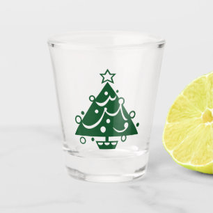 Versierde groene kerstboom illustratie op Show Shot Glas