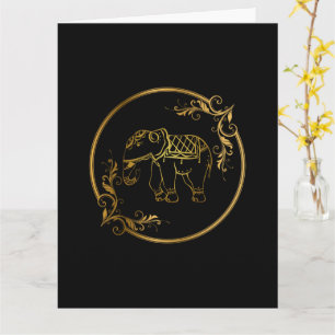 Versierde Indische Olifant in Gouden Frame Lotus Kaart
