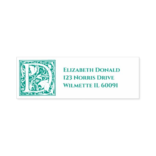 Versierde Initiaal D Gepersonaliseerd Retouradres Zelfinktende Stempel (Design)