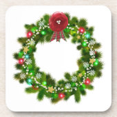 Versierde Kerst Festieve Krans Bier Onderzetter (Voorkant)