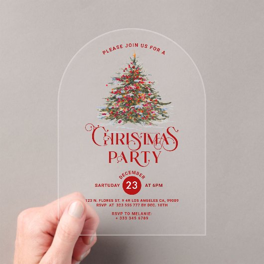 Versierde kerstboom kerstfeest uitnodigen acryl uitnodigingen (Insitu (Draagbaar))