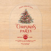 Versierde kerstboom kerstfeest uitnodigen acryl uitnodigingen (Voorkant)