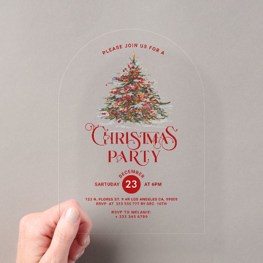 Versierde Kerstboom Kerstfeest Uitnodiging Acryl Uitnodigingen (Insitu (Draagbaar))
