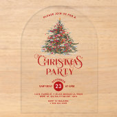 Versierde Kerstboom Kerstfeest Uitnodiging Acryl Uitnodigingen (Voorkant)