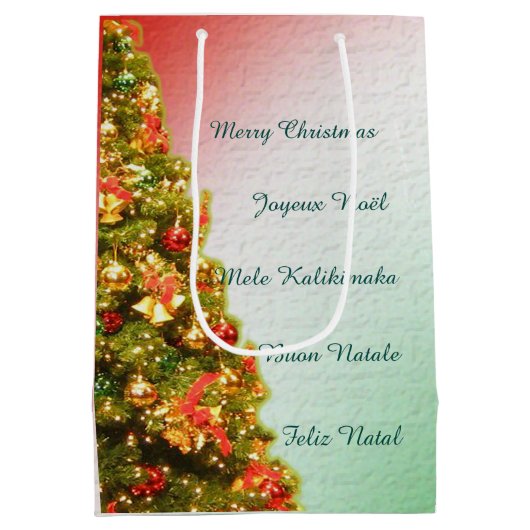  versierde kerstboom medium cadeauzakje (Achterkant)