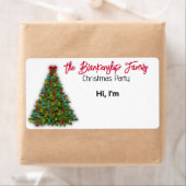 Versierde Kerstboom Rand Papier Naam Tag Etiket (Insitu)