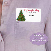Versierde Kerstboom Rand Papier Naam Tag Etiket