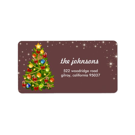 Versierde kerstboom vakantie labels (Voorkant)