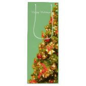  versierde kerstboom wijn cadeautas (Voorkant)