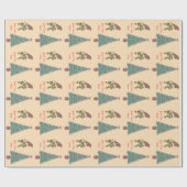 versierde kerstboomboom robin iy seizoenskunst cadeaupapier (Vlak)