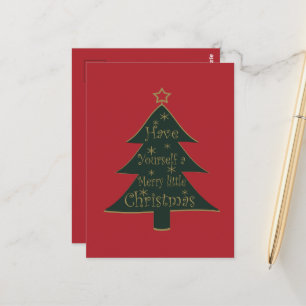 Versierde moderne boerderij verse kerst dennenbome briefkaart