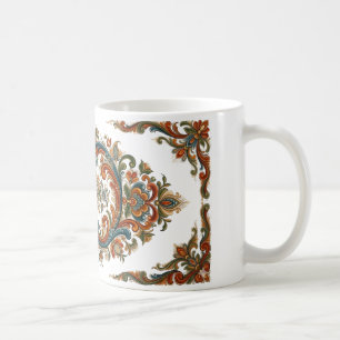 Versierde Noorse Rosemaling stijl bloemkunst mok