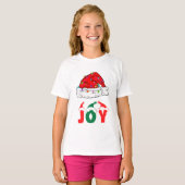 Versierde rode Santa Hoed en JOY Tekst T-shirt (Voorkant volledig)