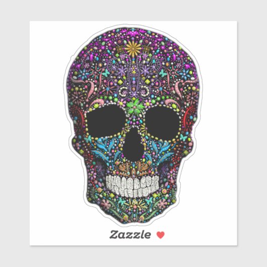 Versierde Schedel Sticker (Vel)