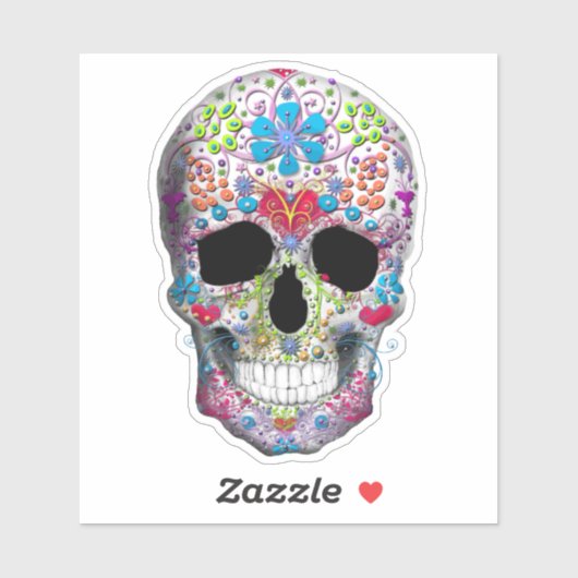 Versierde Schedel Sticker (Vel)