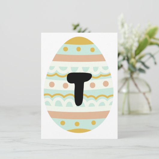 Versierde "T" Paasei vorm Bunting Banner Kaart (Staand voorkant)
