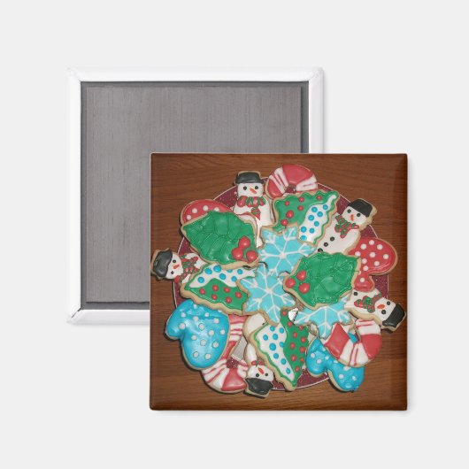 Versierde Uitgestoken Kerstsukerkoekjes Magneet (Voorkant / Achterkant)