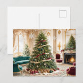 Versierde vintage kerst woonkamer feestdagenkaart (Voorkant / Achterkant)