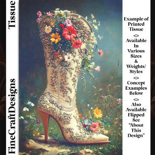Versierde Wilde Bloem Cowgirl Laars DG1RF Decoupag Tissuepapier