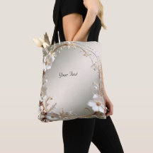 Versierde witte bloem frame tote tas