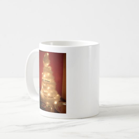 Versierde witte kerstboom Collectie Koffiemok (Voorkant links)
