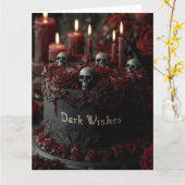 Versierde Zwarte Gotische Feestcake Kaart (Gele Bloem)