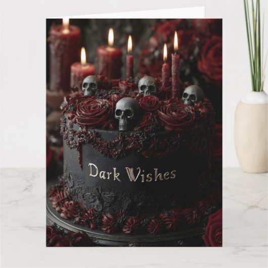 Versierde Zwarte Gotische Feestcake Kaart (Voorkant)