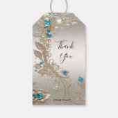 Versieren Gold Blue Stones Gift Label Cadeaulabel (Achterkant)