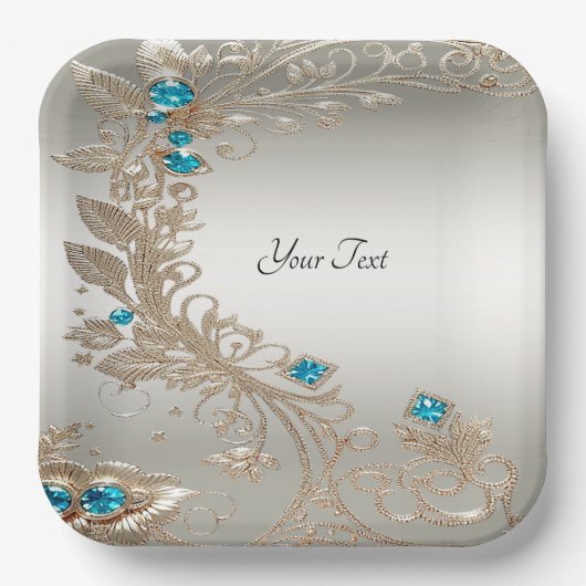 Versieren Gold Blue Stones Papier Bord (Voorkant)
