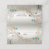 Versieren Gold Blue Stones Place Card (Buitenkant ongevouwen)