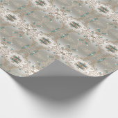 Versieren Gold Blue Stones Wrapping Paper Cadeaupapier (Hoek)
