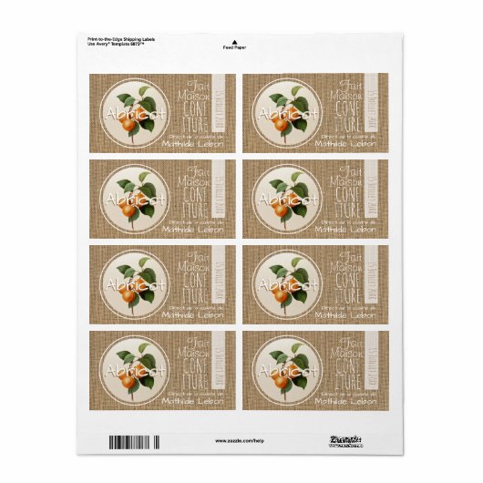 Versiering Abricot vervormingselement Etiquette Ho Etiket (Full Sheet)
