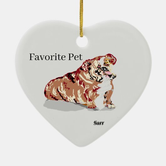 Versiering: Engelse Bull Dog Keramisch Ornament (Achterkant)