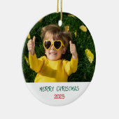 Versiering kerstfoto Merry Keramisch Ornament (Rechts)