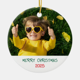 Versiering kerstfoto Merry Keramisch Ornament