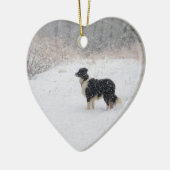 Versiering - Laat het sneeuwen! Border Collie Keramisch Ornament (Links)