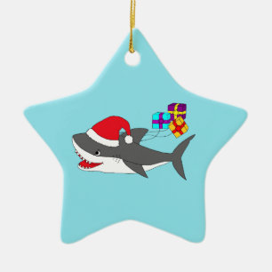 Versiering met een schattige feestelijke haai keramisch ornament