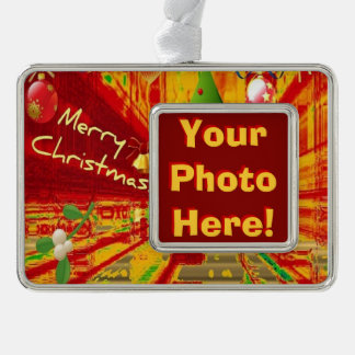 Versiering met kerstomlijsting verzilverd kader ornament