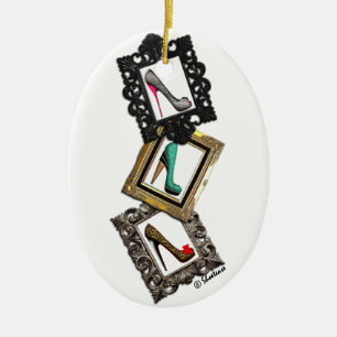 Versiering met omlijste schoenen keramisch ornament