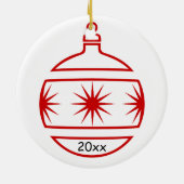 Versiering - Rode sterren, naam, jaar Keramisch Ornament (Achterkant)
