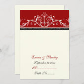Versiering rode witte bruiloft kaart (Voorkant / Achterkant)