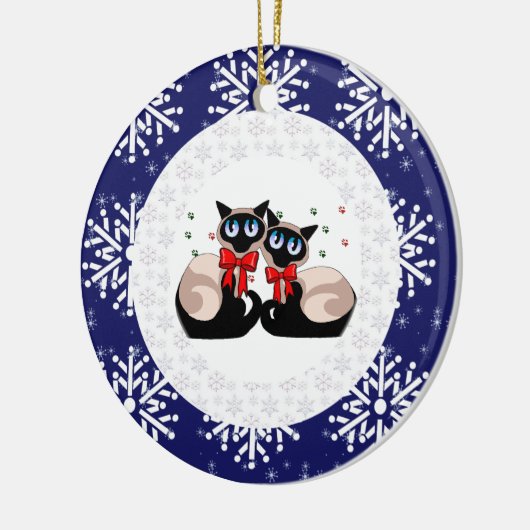 Versiering - Siamese kerstkatten Keramisch Ornament (Links)